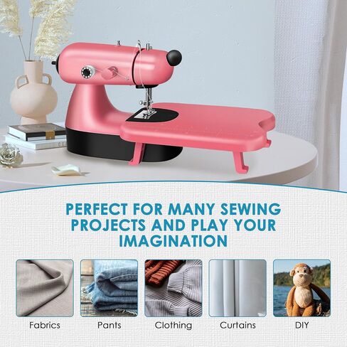 Mini Sewing Machine for Kids & Adults, Beginners, Upgraded Embroidery Machine with Sewing Kit, Expansion Board, Foot Pedal, LED Light for Household, Travel（Blue） in Saudi Arabia