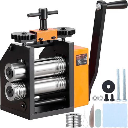 VEVOR Rolling Mill, 3"/76 mm Jewelry Rolling Mill Machine, 1: 2 Gear Ratio, 3-in-1 Multi-Function Rolling Mill, 0.1-7mm Press Thickness for Metal Jewelry Making Sheet Square Wire Semicircle Pattern in Saudi Arabia