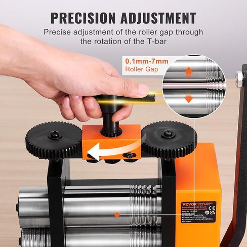 VEVOR Rolling Mill, 3"/76 mm Jewelry Rolling Mill Machine, 1: 2 Gear Ratio, 3-in-1 Multi-Function Rolling Mill, 0.1-7mm Press Thickness for Metal Jewelry Making Sheet Square Wire Semicircle Pattern in Saudi Arabia