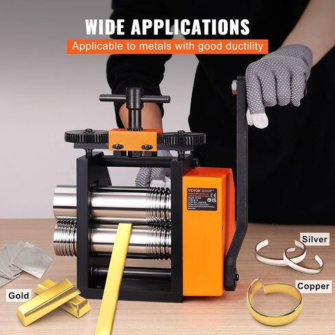 VEVOR Rolling Mill, 3"/76 mm Jewelry Rolling Mill Machine, 1: 2 Gear Ratio, 3-in-1 Multi-Function Rolling Mill, 0.1-7mm Press Thickness for Metal Jewelry Making Sheet Square Wire Semicircle Pattern in Saudi Arabia