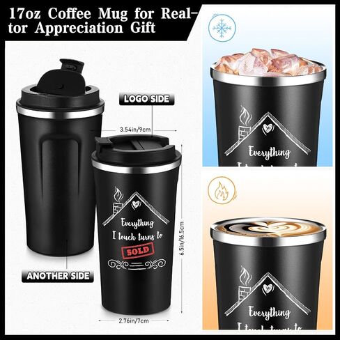 Pickmesh 3 PCS HOSETERT Agent Gifts مجموعة مبيعات العقارات مدير العقارات 17 أوقية المصنوعة من الفولاذ المقاوم للصدأ القهوة A5 Leather Journal with pallpoin in Kuwait