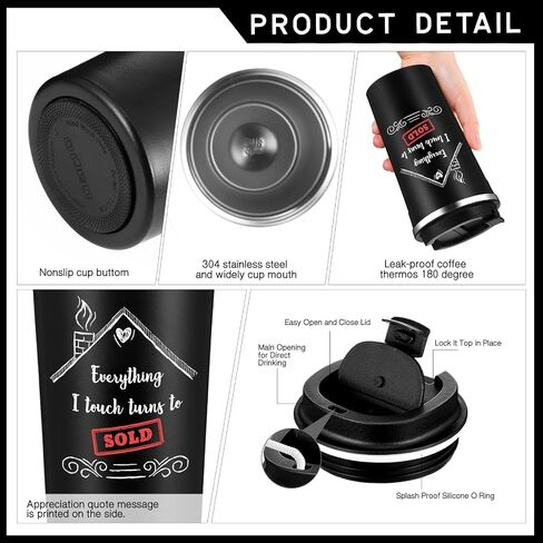 Pickmesh 3 PCS HOSETERT Agent Gifts مجموعة مبيعات العقارات مدير العقارات 17 أوقية المصنوعة من الفولاذ المقاوم للصدأ القهوة A5 Leather Journal with pallpoin in Kuwait