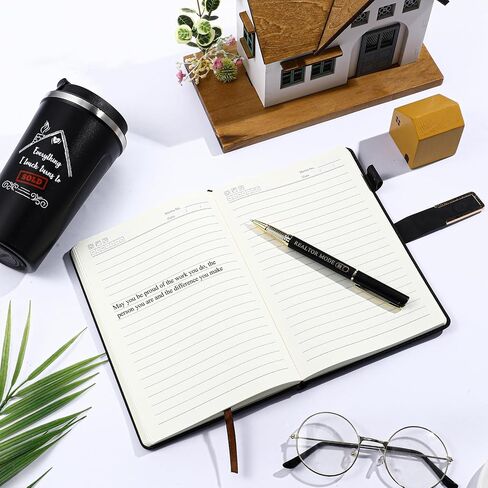 Pickmesh 3 PCS HOSETERT Agent Gifts مجموعة مبيعات العقارات مدير العقارات 17 أوقية المصنوعة من الفولاذ المقاوم للصدأ القهوة A5 Leather Journal with pallpoin in Kuwait