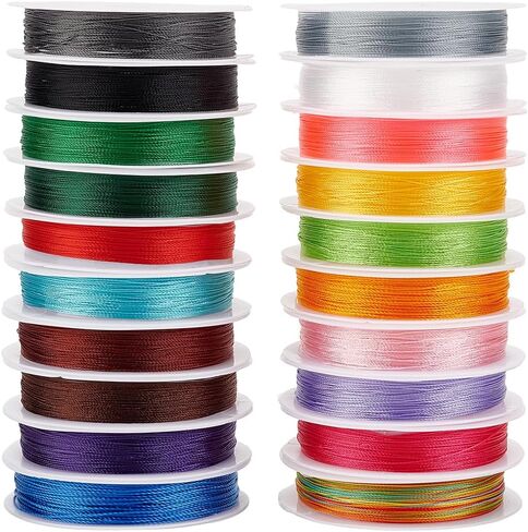 Ph Pandahall 20 Colors 219 ياردة زخرفة زخرفية 0.4 ملم عقدة صينية الحبل المضفر مصحوبة بخيط خيط سلسلة جوهر الخيط لخياطة المجوهرات يدوية صنع حلية عيد الميلاد in Kuwait