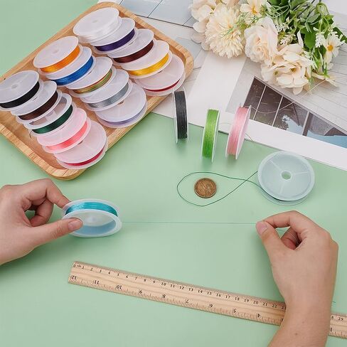 Ph Pandahall 20 Colors 219 ياردة زخرفة زخرفية 0.4 ملم عقدة صينية الحبل المضفر مصحوبة بخيط خيط سلسلة جوهر الخيط لخياطة المجوهرات يدوية صنع حلية عيد الميلاد in Kuwait