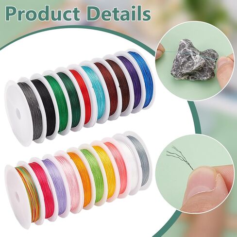 Ph Pandahall 20 Colors 219 ياردة زخرفة زخرفية 0.4 ملم عقدة صينية الحبل المضفر مصحوبة بخيط خيط سلسلة جوهر الخيط لخياطة المجوهرات يدوية صنع حلية عيد الميلاد in Kuwait