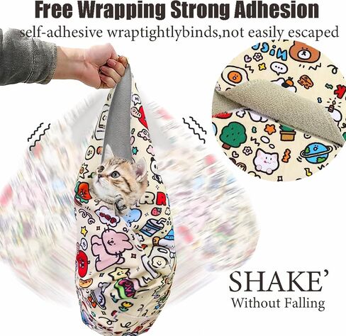 Cat Wrap for Cutting Nails, 35.5''x35.5'' Self-Adherent Cat Grooming Wrap with Nail Clipper, Anti-Escape Calming Cat Swaddle Wrap for Medicine, Nail Clipping, Teeth Brushing, Ear Cleaning in Saudi Arabia