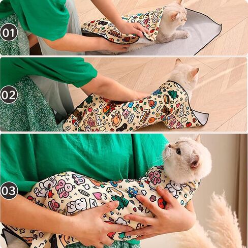 Cat Wrap for Cutting Nails, 35.5''x35.5'' Self-Adherent Cat Grooming Wrap with Nail Clipper, Anti-Escape Calming Cat Swaddle Wrap for Medicine, Nail Clipping, Teeth Brushing, Ear Cleaning in Saudi Arabia