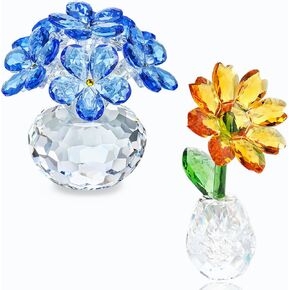تمثال H & D Hyaline & Dora Blue Crystal Flower Tourse Not و Crystal عباد الشمس تمثال بالزخرفة ديكور طاولة وزن الورق