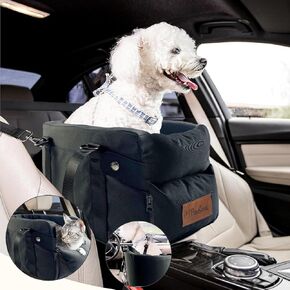 PawSeat Premium Center Console Dog Car Seat for Small Dogs - Comfortable and Safe Center Console Booster Seat and Pet Carrier - Ideal Car Seat for Puppies & Cats with Car Travel Anxiety (Black)