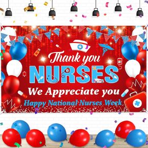 Nurse Appreciation Week Banner Decorations Red Nurse Week Banner Backdrop Thank You Nurses Banner We Appreciate You Banner Nurse Party Decorations Happy National Nurses Week Party Decor Nurse Gift