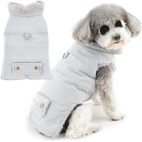 Zunea Dog Jacket Coats for Small Dogs Fleece Lined Puppy Winter Clothes with Leash Ring Cold Weather Vest Jackets Coat Chihuahua Doggy Toy Poodle Pet Apparel Khaki L