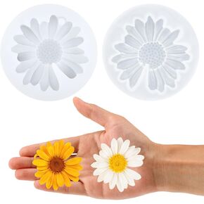 2 PCS chrysanthemum زهرة السيليكون قالب ديزي زهرة فندان كعكة الكعكة لكعكة الشوكولاتة توبيبر الديكور كب كيك 3D بوليمر البوليمر Clay Craft DIY صابون صابون الصابون