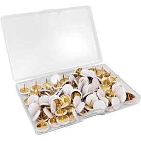 100 PCS White 0.39 Introd Dound Head Dins for School ، Home ، Office Map ، Photo Wall ، و Cork Board ، Reuse (100 ، White)