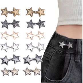BASEPOW Pant Waist Tightener,Adjustable Waist Buttons for Loose Pants,No-Sew Metal Clips for Jeans Pants Clothing,Reusable Waist Cincher Clip (Bow,8PCS)