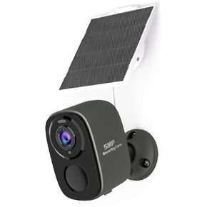 Solar Security Cameras Wireless Outdoor,5MP Battery Powered WiFi Cameras for Home Security, PIR/AI Motion Detection, Waterproof, Color Night Vision, 2-Way Audio, Works/Alexa, Cloud/SD Storage