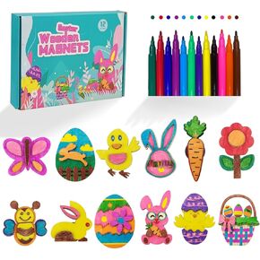 Muyiz 12 Easter Wooden Magnet Creativity Arts & Crafts Painting Kit للأطفال