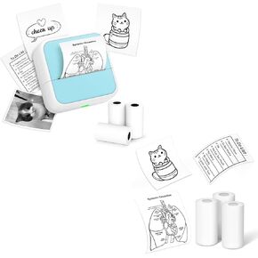 Sticker Printer with 3 Rolls Stickers + 3 Rolls Mini Sticker Printer Thermal Paper-10-Year 50mm x 3.5m