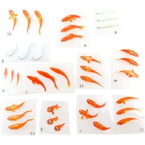 12 Pcs/Set 3D Small Sticker Three-Dimensional Fish Epoxy Resin Filling Material for Jewelry Making Painting Plastic