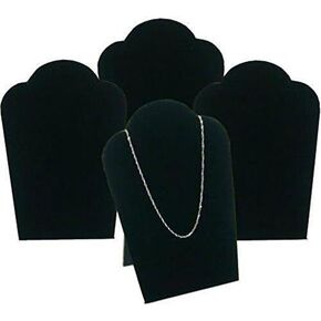 Findinging 4 Black Velvet Pated Necklace Display Easels 3 3/4 "W x 5 1/4" H