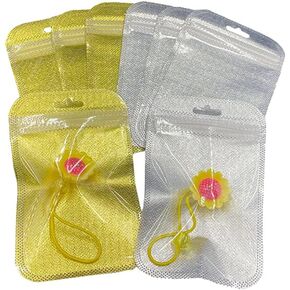 GSHLLO 100 PCS Diamond Painting Ziplock Bags Mewerry Storage Ucours Clear Window Pouches Flat Packaging Facs Adring Straining Straining for Rings Necklace