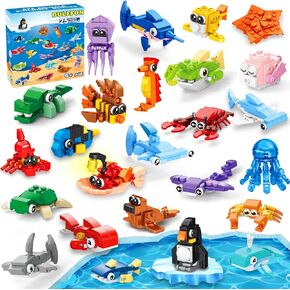 25 Packs Party Favors for Kids, Building Blocks Toys Sea Marine Animals Build Bricks for Classroom Prizes Goodie Bag Fillers Halloween Christmas Easter Birthday Gift Toy for Boys Girls Ages 6+