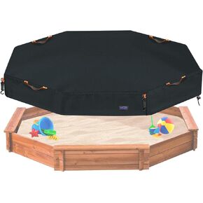 غطاء صناديق الرمل NGB Octagon ، 600D Garden Garden Canopy Pool Pool Cover Cover Rustproof and Rustproof ، مع 4 خطافات مقاومة للرياح 4 مقابض عاكسة وحبل سحب مرن (أسود ، 86 × 79 × 9 بوصة)