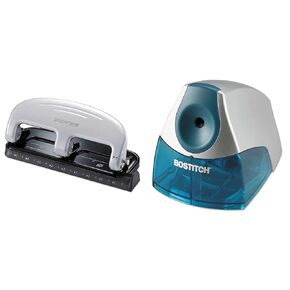 Bostitch Office Ez Squeeze 3-Hole Punch ، 20 ورقة ، وتبشر قلم رصاص كهربائي شخصي ، ومحرك قوي خالي من المماطلة ، و 7 سنوات ضمان