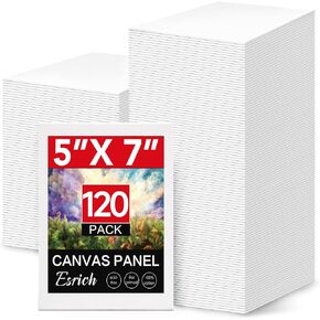 Esrich 120 Pack 5 × 7 بوصة من اللوحات الصغيرة للطلاء ، اللوحة القماشية 5 × 7 بوصة من القطن ، حمض صغير من الألواح القماشية الفارغة الخالية
