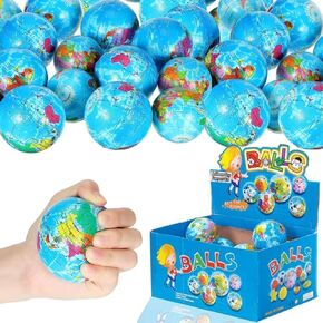 24 Pack - Globe Mini Foam Foam Earth Squeeze Calls ، 2.5 "World World Toy Toy Leaffies Bulk Bulk Edualies for Kids ، School ، Classroom ، Form