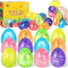 ألعاب كرة عيد الفصح في عيد الفصح - 12 حزمة تملق لعبة Easter Fidget Squeeze Ball للأطفال ، وبيض عيد الفصح حشو سلة الفتيات ، وحفلات مطاردة Easter Egge ، تفضل هدايا مثالية للأطفال الصغار