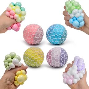 1pcs مزيج ملون كرات العنب الناعمة الشبكات الضغط الضغط تغيير كرات اللون الإجهاد تخفيف كرات اسفنجي الحسية يدوية كرات نطاط. (أزرق أو لون عشوائي)