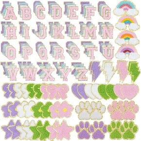 156 PCS CHENILLE LETTER STATES ITSLAY IRONSHATIVE IRENT على بقع للملابس ، وتشمل 104 A-Z Varsity Alphabet ، 52 بقع شنيل النمط اللطيفة للملابس DIY ، والأكياس ، والقبعات ، والإصلاح المطرز.
