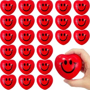 24 PCS عيد الحب كرات قلب القلب ، كرات الوجه الابتسامة الحمراء ، كرات الرغوة على شكل قلب للأطفال والكبار ، تفضل حفلة عيد الحب