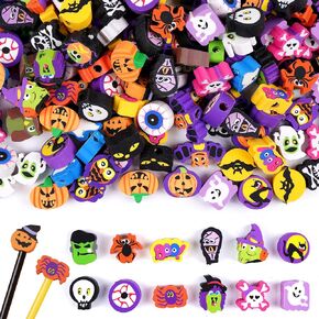 Halloween Erasers 200 Pcs Halloween Pumpkin Ghost Spider Erasers Bulk Erasers Cap Students Classroom Halloween Rewards Supplies