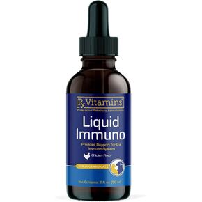 RX Vitamins Liquid Immuno - مع L -Lysine للقطط وصحة الكلاب - مكملات الفطر Reishi للكلاب ودعم المناعة للقط - فيتامينات للكلاب ومكملات عين الكلاب مع اللوتين - الدجاج (2oz)