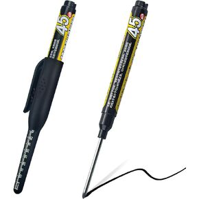 2pcs black Long Nib Deep Hole Marker Pen - 45mm Extra-Length Tip for Precise Marking, Refillable Water-Resistant Construction Marker, Heavy-Duty Carpenter Pen for Woodworking & Plumbing