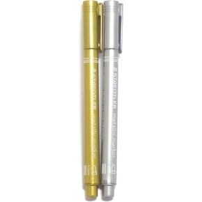Staedtler Metallic Marker Gold & Silver ، اثنين من الأقلام لكل عبوة (استيراد اليابان) [حزمة Komainu-dou الأصلية]