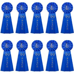 Nicunom 10 PCS 1st Place Rosette Rozette ، Blue Ribbon Award Ribbons Ribbons Victory Ribbons First Place Medal Ribbons Hertable Contrable Ribbon for Classroom Complet