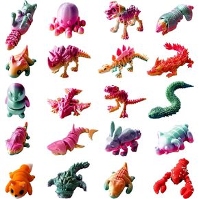 20PCS Mini 3D Printed Animals Set, Easter Basket Stuffers, Easter Egg Fillers, Easter Decorations, Cute Articulated Flexible Fidget Toys Gifts for Kids, Easter Basket Essentials for Easter Party