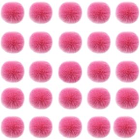 Unpafcxddyig 25 Pieces Pom Pom Balls Soft with Elastic Loop Artificial Fur Pompoms for DIY Scarves Gloves Knitting Hats Bags,Dark Green