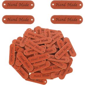 50 PCS علامات جلدية مخصصة ، 1.8 × 0.47 بوصة ، علامات الملصقات المصنوعة يدويًا يدويًا ، ملصقات خياطة لعناصر الكروشيه ، والأكياس الجينز DIY أحذية الأحذية قبعة الأوشحة الحرف بيني