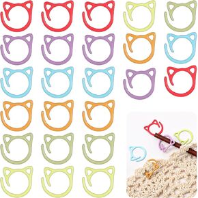 Mbaiyo 24pcs علامات غرزة للكروشيه ، وعلامات الكروشيه المعدنية Cat رن علامات غرزة الحياكة متعددة الألوان علامات كروشيه دوامة مجموعة لأدوات خياطة الحياكة النسيج DIY