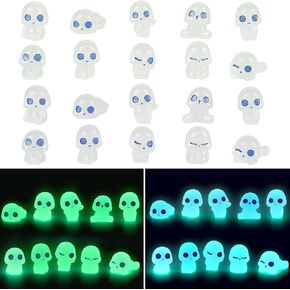 KIMOBER 20PCS Mini Glow in Dark Tree Elves,Luminous Resin Ghost Micro Miniature Tiny Alien Figures for Garden Moss Landscape Aquarium Dollhouse Decoration DIY Terrarium Crafts(Cute)