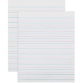 Zaner-Bloser™ Sulphite Handwriting Paper, Dotted Midline, Grade 2, 1/2" x 1/4" x 1/4" Ruled Short, 8" x 10-1/2", 500 Sheets Per Pack, 2 Packs