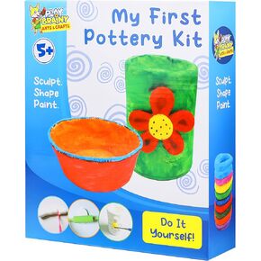 Kit Brainy Pottery DIY Clay Art Kit - الحرف الإبداعية للأطفال الذين تتراوح أعمارهم بين 5 سنوات ، تشمل الأسطوانة والطلاء والفرشاة وأداة القطع والمزيد