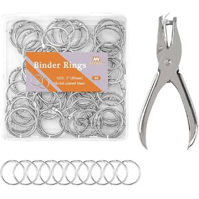 80pcs حلقات رابط أوراق فضفاضة 1 بوصة ، حلقات الورق مع 1/4 ثقب واحد لكمة ، حلقات الكتب المعدنية لبطاقات الفهرس ، الشظية