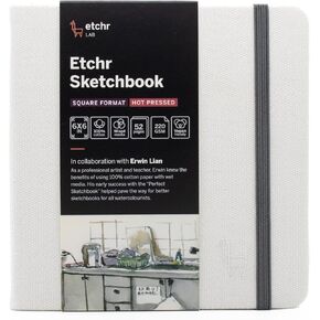 Etchr Sketchbook 6 "مربع - Hot Press Mediaced Media 100 ٪ Sketchbook - Sketchbook Hardcover - 6" X6 "مع 52 صفحة