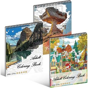 Kalysky Adult Coloring Book Set of 3 – Complex Nature Landscapes & Iconic Architecture | Desert, Ocean Forests, Modern Wonders | Coloring Books for Adults Relaxation (8.25" x 11")
