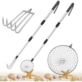 Cieovo 2 Pack Shark Tooth Sifter Clam Rake and Beach Sand Sifter Sand Scoop Shell Scooper for Summer Beach Scoop Shovel Tool Tool Tolling Shells Up
